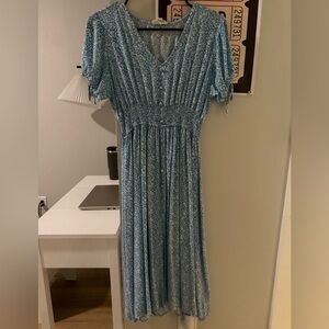 Floral Blue Midi Dress